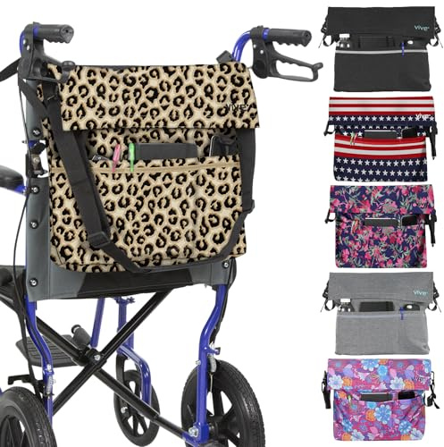 Vive XL Wheelchair Accessories Bag - Waterproof, Scratch-Resistant, Double-Stitched, Machine Washable for Adults, Seniors, 15 Colors - Storage Walker Backpack to Hang on Back