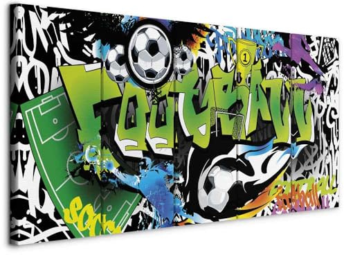B&D XXL - Leinwandbild Pop Art Graffiti, 150x60 cm, 5-teilig, Schlafzimmer | Hochwertige Leinwand, sofort aufhängbar, ideal fürs Wohn- oder Schlafzimmer, wasserfest und lichtecht, langlebig, stilvoll