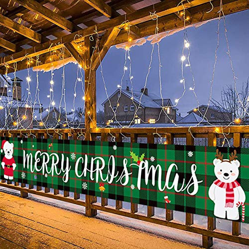 HOTEU Feliz Navidad Banner Gran Cartel De Navidad Gran Casa De Navidad Decoración De Fiesta Al Aire Libre