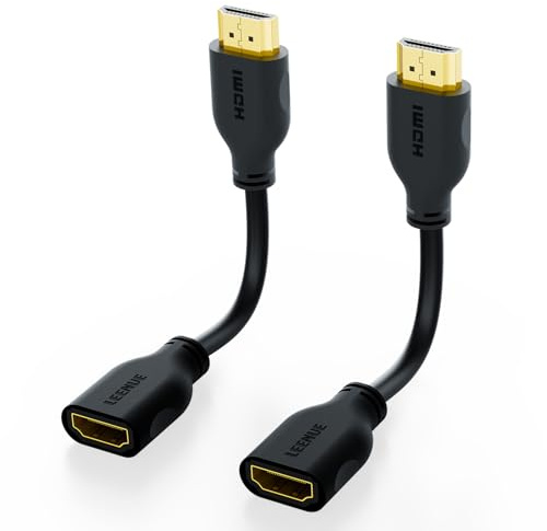 LEENUE 2 Stück HDMI Verlängerung Kurz 20 cm, 4K HDMI Verlängerungskabel Stecker auf Buchse,Unterstützung 3D, UHD, 2160p, HDMI Kabel Verbinder Kurz für TV Stick, Monitor
