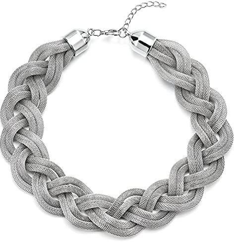 COOLSTEELANDBEYOND Dichiarazione Pendente Collana, Intrecciato Vuota Cavo Grande Bavoir Girocollo Choker, Nuovo Stile Ballo
