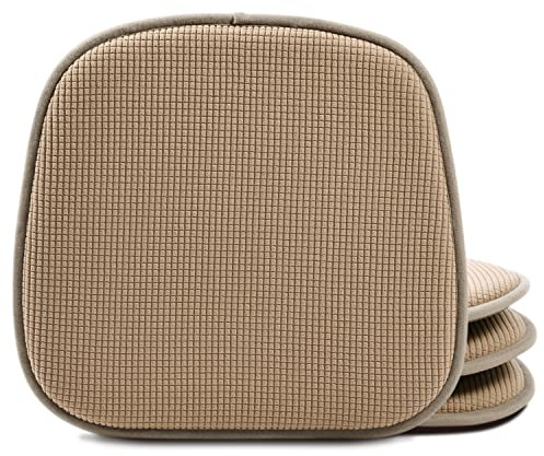 Shinnwa Kitchen Seat Cushions Set of 4, Non Slip Dining Chair Cushions, U-Shaped Indoor Chair Pads, 4 Pack, 15 x 16 Inches, Brown