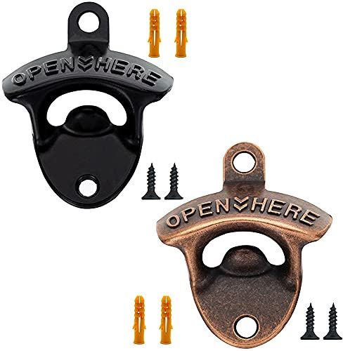 LIFULANDIAN Beer bottle openers Cast Iron wall mounted bottle opener(Set of 2With screws)