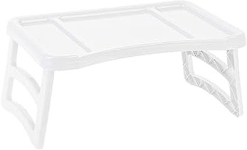 JARDIN202 - Bandeja Plegable de Plástico - Bandeja de Cama Portátil | Mesa Multiuso - Mesa Auxiliar para Salón | Blanca
