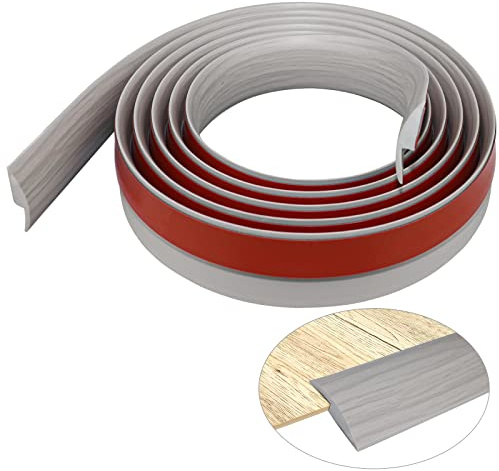 LSGCQ Barre de seuil adhesif seuil de porte en vinyle profil de transition pour sol et moquette bande de transition pour moquette compensation de hauteur inférieure à 5mm (6m, grain de bois gris)