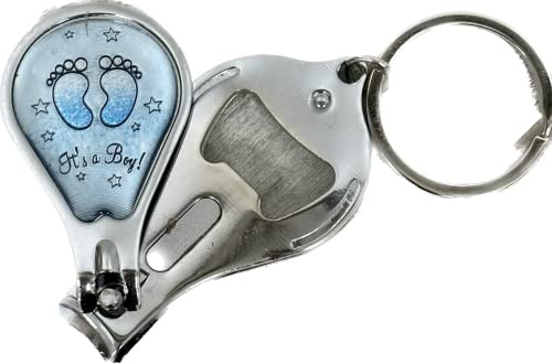 Baby Shower Naby Foot Print Pink Blue Boy Girl Keychain Favors (12 PCS) Nail Clipper and Bottle Opener party Gift for Guest (Blue)