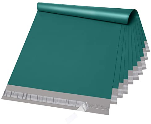 Fuxury Poly Mailers 14,5 x 19 tum 50 st, vattentäta fraktväskor för kläder, starka vidhäftande fraktkuvert för små företag, självförseglande postkuvert poly-väskor postkuvert skog grön