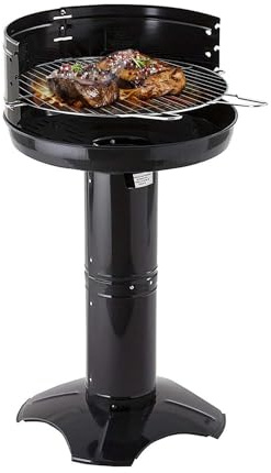 Avilia Barbacoa de carbón redonda Ciotat de acero, con aireador, parrilla de acero cromado con 2 asas y horno para barbacoas de verano, robusto y portátil con gran diámetro de 50 cm