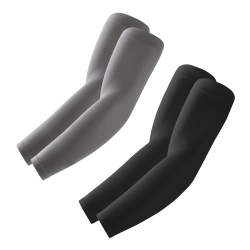 Roxun 2 Par Armskydd För Kvinnor Män Uv-Skydd Armbindor Gaming, Ärmar Volleyboll Armskydd Basket Armlingar Cykelsport Svart+Mörkgrå
