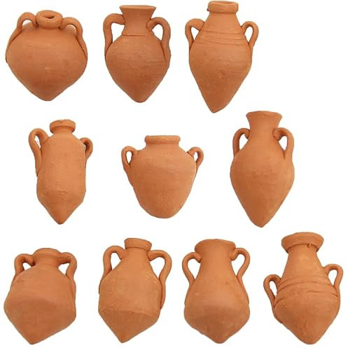 FADEDA Juego de 10 ánforas grandes/altura: 4 cm/pintadas a mano, figuras de belén detalladas, decoración de mesa de Navidad, accesorios para belén