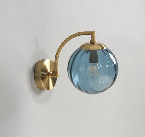 SXYSXYSXY Nordic Minimalismus Wandleuchte Modern Glas Wandlampe Innen Schlafzimmer Nachttisch Wandbeleuchtung für Wohnzimmer Treppenhaus Flur E14 15cm,Blau
