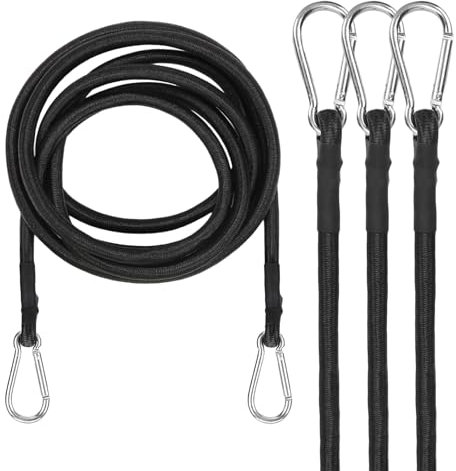 DENUOTOP 4 Stück Spanngummi mit karabiner, 100cm Expander Schwarz, Spanngurte für Auto, Fahrrad, Outdoor, Camping, Gepäckspanner Elastisch Spanngurt Gummi mit karabin