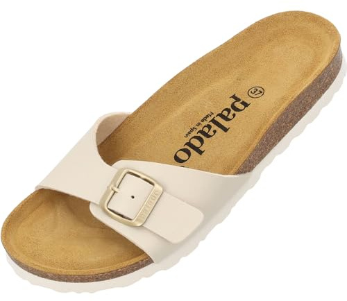 Palado Malta - Sandalias elegantes para mujer con correa ajustable, zapatillas para mujer con suela de piel natural, color beige mate, talla 41 EU, Basic Matt Beige, 41 EU