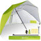 Homecall Sonnenschirm Strand & Strandmuschel 2 in 1 Strandschirm Umschaltbar Ø 270cm Sonnenschirm Groß mit Fenster - Windschutz Strand, Regendicht, UV50+ Sonnenschutz für 2-3 Personen (Grün)