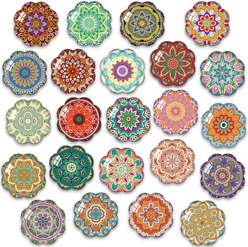 MORCART 30 Stück Magnete für Magnettafel Kühlschrankmagnete Mandala Blumen Dekorative für Kühlschrank, Whiteboard, Pinnwand, Küche, Tafeln, Büro Kinder und Erwachsene Geschenk