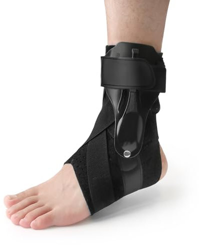 MILAIUN Vristförband med PE-stabilisatorer, skena och bandage för fotled, fotled| justerbart fotbandage – för vänster eller höger – för plantar fasciit, artrit (L)