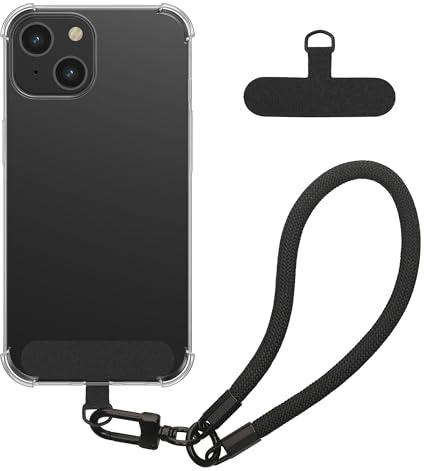 kwmobile Smartphone Case Compatible with Apple iPhone 15 Case - Crystal Clear TPU Phone Case - Wrist Strap - Transparent/Black