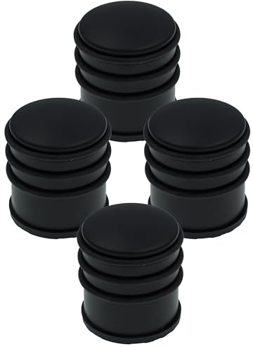 HRB Türstopper Edelstahl hoch massiv 4 Stück- Schwerer Türstopper Boden mit modernen Design, Door Stopper versehen mit Gummiring zum Schutz der Türen (Schwarz)