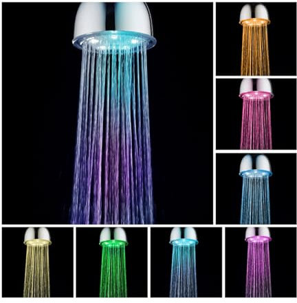 SWHC Regenduschkopf, LED-Temperaturkontrolle Regenbrause Kopfbrause aus Abs 8cm Duschkopf Regendusche Selbstreinigende Regendusche Brausekopf Winkel Einstellbar
