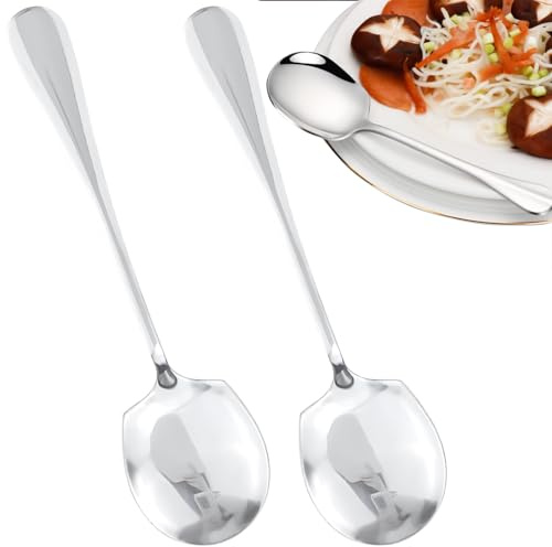 Confezione da 2 cucchiai da zuppa grandi in acciaio inox, con testa quadrata, cucchiai da portata grandi, cucchiaio piatto quadrato con manico lungo, per ristoranti, stoviglie, utensili da cucina