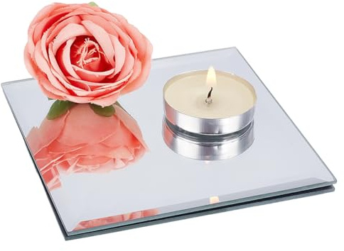 OLYCRAFT 2 Stück 10x10cm Quadratische Glasspiegelfliesen 2.5mm Dicke | Quadratische Dekorative Glasspiegel, Glasfliesen Bastelspiegel, Kerzenteller, Für Wand Tisch Hochzeit Schrank Tafelaufsätze