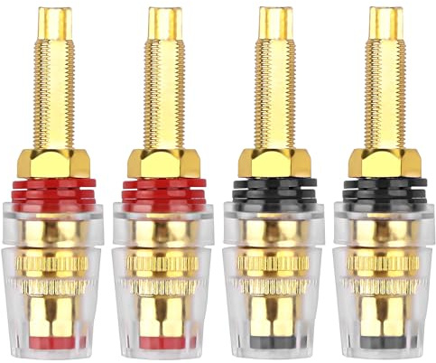 MEIRIYFA Lautsprecher Binding Post 5-Wege Banana Jack Socket Lautsprecher Terminal Connector 4mm Gold überzogene Messing Isolierte Binding Post für Verstärker (4PCS)
