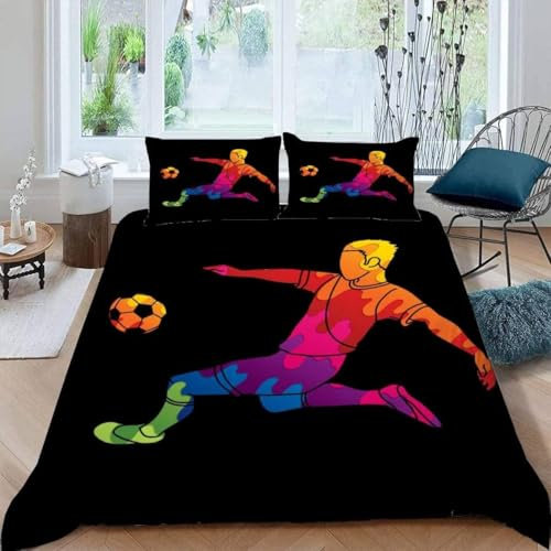 Copripiumino E Federa 3D, 200X200 Cm Calcio, Completo Da Letto In Microfibra Ipoallergenica, Resistente All'Umidità, Resistente Agli Acari Della Polvere -24800256087