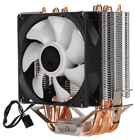 ASHATA CPU Kühler, 6 Rohr Kühlkörper, CPU Kühlkörper, 90 mm CPU Lüfter, Direktkontakt Technologie, Präziser Luftstrom, Geräuscharmer RGB Lichteffekt, 3 poliger CPU Lüfter (einzelner