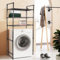 OHMG Meuble étagères de Rangement Dessus Machine à Laver,Meuble de Rangement WC et 3 Étagères,Étagère de Toilettes sur Pied avec Compartiments Ouverts