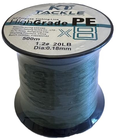 KT Tackle Fishing Line 20lbs, 8 strand braid, 500m, 0.18mm diameter line
