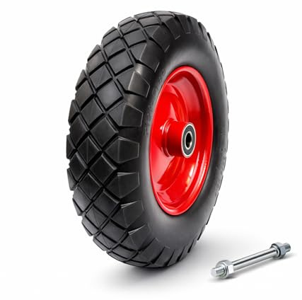 Vixzoid Schubkarrenrad 4.80/4.00-8 Vollgummi PU mit Achse Ersatzrad