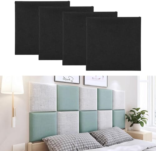 Tokenhigh Anti-Collision Wall Padding, 30x30cm Padded Wall Panels, Self Adhesive Headboard Panel, 3D Walls Cushion Protection, Shockproof Peel and Stick Wall Sticker for Bedroom Playroom (Black)