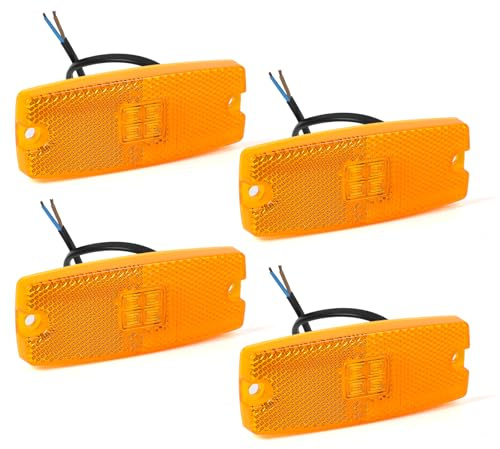 AOHEWEI 4 x Gelb LED Seitenmarkierungsleuchten Lkw Markierungsleuchten Pkw Anzeige Positionsleuchte Lampe Vorderseite mit Reflektor für Anhänger Van Wohnwagen 10~30V ECE-genehmigt