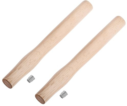 FOCMKEAS 2 pcs Premium Oak Hammer Handle Replacement 32cm Long Wood Tool Handle,Ball Peen Hammer Handles with a Steel Wedges Suitable for Small Hammers or Axes with 22×15mm Tenons