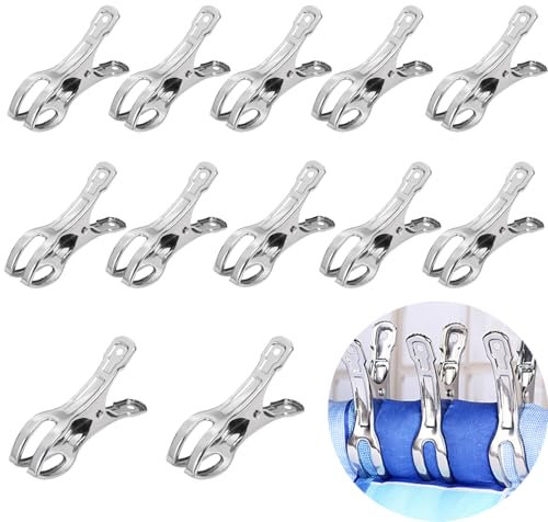 HOPEYMY26 12 Pcs Morsetti a Molla Morsetti per Legno Molle in Metallo Mollette Pinze Morsetto per Piscina Fuori Terra, Forte Forza Serraggio, Adatto per Piscina Fuori Terra, Asciugatura Vestiti, ecc