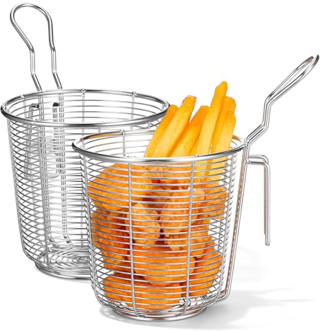 SUPVOX Lot De 2 Passoires En Acier Inoxydable Passoire Chinois Inox À Mailles Fines Avec Poignée Et Crochet Panier À Nouilles Pour Fondue Pâtes Et Ramen En Cuisine