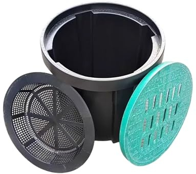 Generico Pozzetto di Raccolta Rotondo for drenaggio - Diametro 24/27, Altezza 24 con griglia e cestello for detriti - for pluviali, Giardino e Uso Commerciale(60x80cm/23.6x31.5in)
