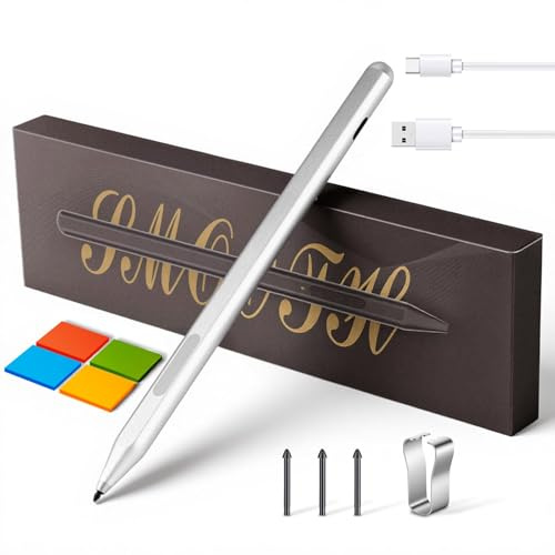 Glitfix Microsoft Surface Pen-Stylus Stift für Microsoft Surface Pro 12/11/9/8/7/6/5/4/3, Surface Go 4/3/2 Surface Laptop/Studio/Book 4/3/2 mit 1024 Druckempfindlichkeit, Palm Rejection, Surface Go Zu