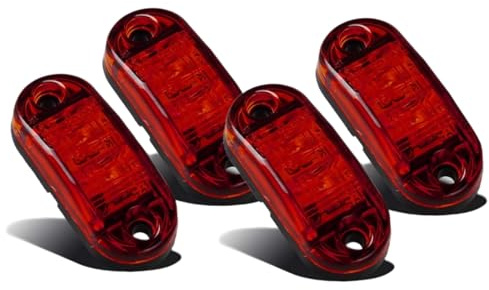 joonnair 4 x 12 / 24v Rouge Feux de Position Latéraux LED, Feux de Gabarit pour Remorque, Feux de Position Latéraux Arrière, Feu de Gabarit pour Remorques, Camions, Fourgonnettes