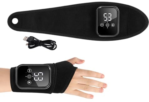 Muñequera Calefactable Masajeador Vibratorio Recargable Con 3 Niveles | Soporte Calefactor Eléctrico de Muñeca Calentador para Mujeres, Adultos, Mayores, Hogar e Invierno