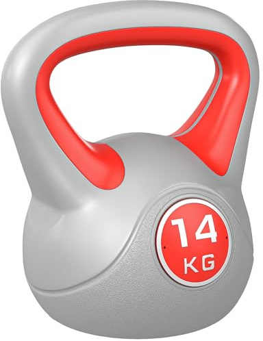SPORTNOW Kettlebell 14 kg, Haltère avec Poignée Ergonomique, Haltère à Boule, Musculation, Entraînement, pour Fitness, Gym, Rouge