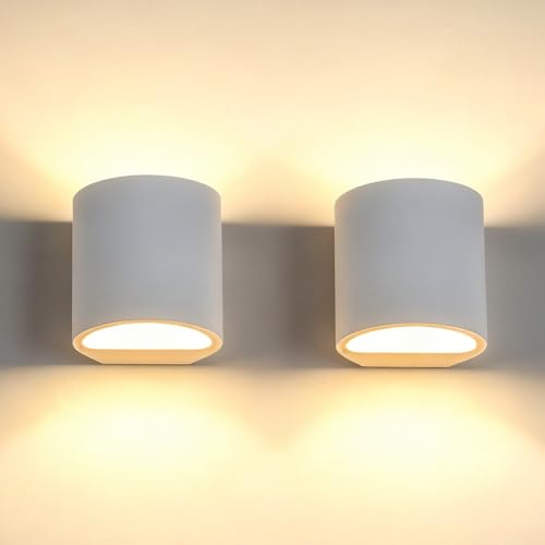 SHYOSUCCE 2er LED Wandleuchte Innen mit ersetzbaren 3W G9 LED Lampe Warmweiß Gips Wandlampe für Wohnzimmer Schlafzimmer Treppenhaus Flur