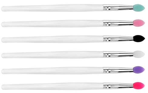 DECOMELODY Kit de 6 Pinceles Mango de Plástico Transparente y Silicona Varios estilos Grandes para Sombra de Ojos Lentejuelas Aplicación Precisa y Uso Profesional Color Aleatorio Varios estilos Casa
