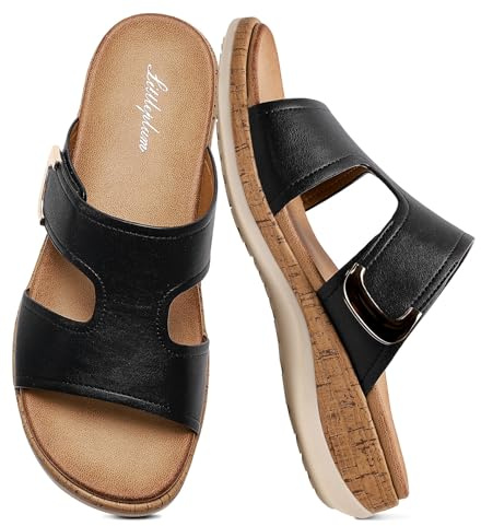 Littleplum Mules Femme Sandales Plates Été Orthopédiques Slipper pour Femme