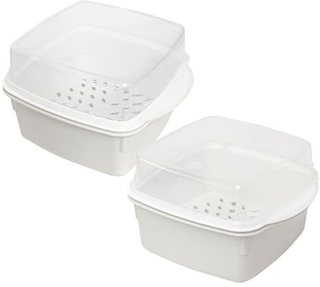 Angoily 2 Stück Mikrowellen Dampfgarer mit Dampfeinsatz und Deckel Mikrowellengeeigneter Kunststoffbehälter Transparent Stapelbar für Gemüse Teigtaschen Brot und Fisch 165 X 12 X 10 CM