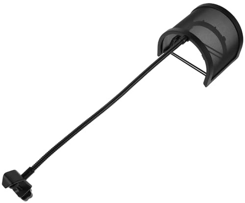 BESTonZON U-Shaped Microphone Pop Filter Windshield Cover, Metal Mesh Mic Shield for Studio Vocal Recording and Streaming, Black Large Handheld Windscreen for Condenser Mics