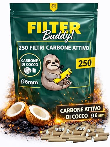 Filtri carbone attivo di cocco ø 6mm | 250 Filtri sostenibili un'esperienza purificata I Filter Buddy Pip