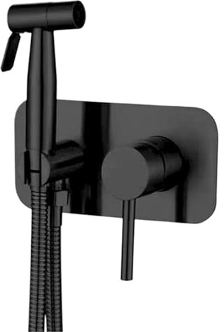 Ensemble de douchette bidet portable en acier inoxydable sans plomb avec jet chaud/froid, comprenant un bidet de toilette et un bidet de douche noir.(8-24W 2pcs)