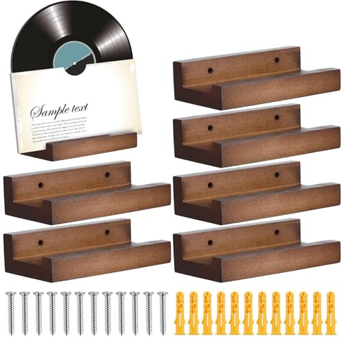 Genérico Estantes flotantes para Pared, Estante para Discos de Vinilo de 6 Piezas, Soporte de Pared para álbumes de Madera, Estante para revistas para Dormitorio, Sala de Estar