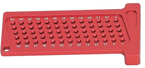 Annadue Medidor de Trazado de Posicionamiento de Orificios para Carpintería de 65 Mm, Regla de Trazado Portátil de Aleación de Aluminio para Bricolaje, Herramienta de Marcado, Rojo